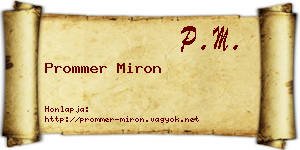 Prommer Miron névjegykártya